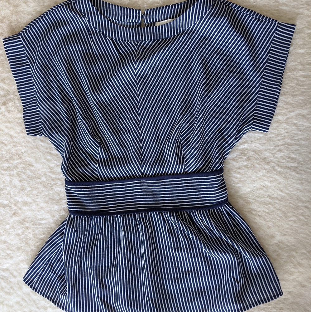monteau navy blue white stripe cute blouse